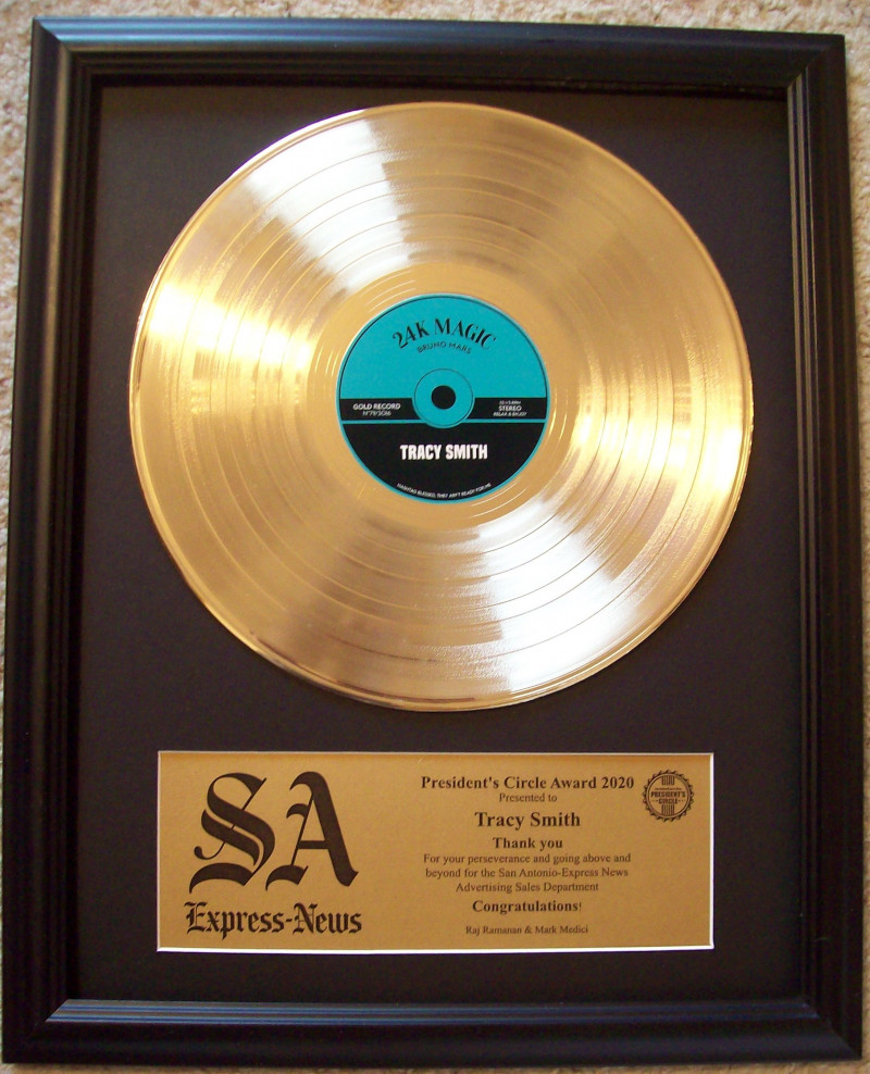 Retro Vinyl Record - Vintage Vinyls LP Record Award Plaque